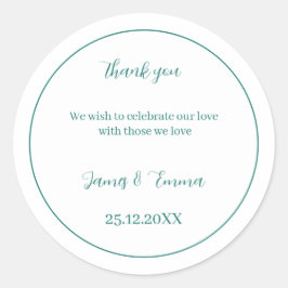 Personligt bröllp Enkel Grönt Runt Klistermärke