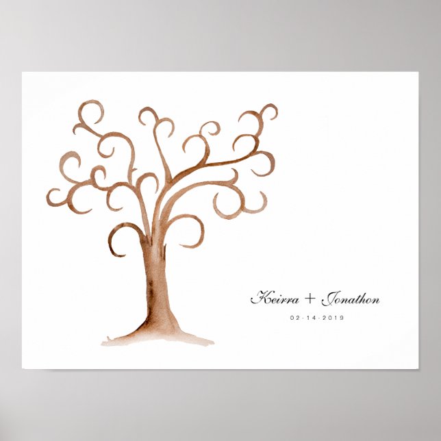 Personligt bröllp Fingerprint Träd Guest Bok Poster (Framsidan)