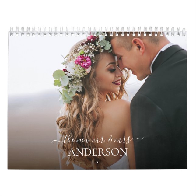 Personligt bröllp fotoskriptkalender kalender (Omslag)