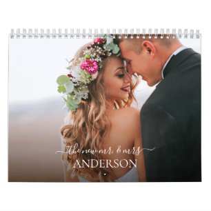 Personligt bröllp fotoskriptkalender kalender