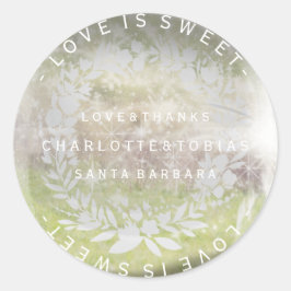 Personligt bröllp Grönt  Glass Runt Klistermärke