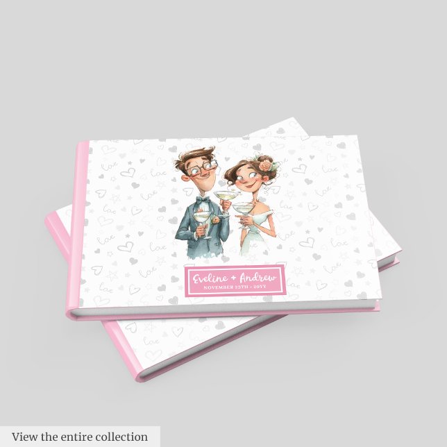 Personligt bröllp Guest Bok Funny Watercolor par (Custom Wedding Guest Book Funny Watercolor Couple)