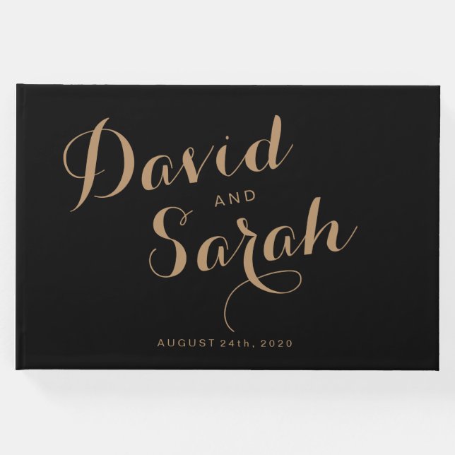 Personligt bröllp Guest Bok med Finare-typsnitt (Framsida)