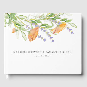 Personligt bröllp Guest Bok Watercolor Flowers