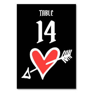 Personligt bröllp Kärlek Heart Black & Red Bordsnu Bordsnummer