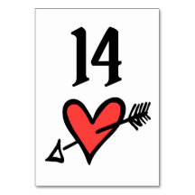 Personligt bröllp Kärlek Heart Black & Red Bordsnu