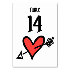 Personligt bröllp Kärlek Heart Black & Red Bordsnu Bordsnummer