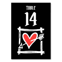 Personligt bröllp Kärlek Heart Black & Red Bordsnu Bordsnummer