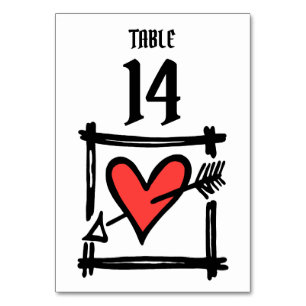 Personligt bröllp Kärlek Heart Black & Red Bordsnu Bordsnummer