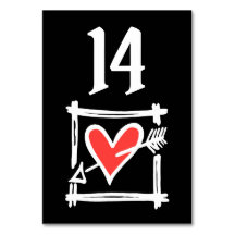 Personligt bröllp Kärlek Heart Black & Red Bordsnu