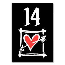 Personligt bröllp Kärlek Heart Black & Red Bordsnu Bordsnummer