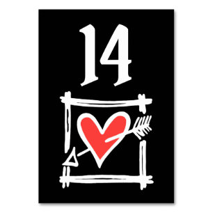 Personligt bröllp Kärlek Heart Black & Red Bordsnu Bordsnummer
