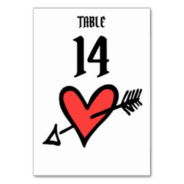 Personligt bröllp Kärlek Heart Black & Red Bordsnu Bordsnummer