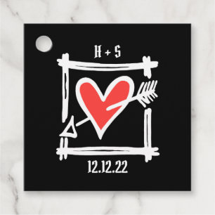 Personligt bröllp Kärlek Heart Black & Red Favor T Gåvor Etiketter