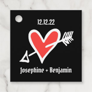 Personligt bröllp Kärlek Heart Black & Red Favor T Gåvor Etiketter