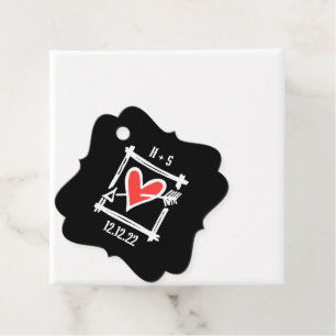 Personligt bröllp Kärlek Heart Black & Red Favor T Gåvor Etiketter