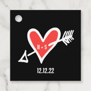 Personligt bröllp Kärlek Heart Black & Red Favor T Gåvor Etiketter