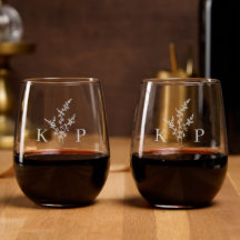 Personligt bröllp monogram blommor Namn Etched