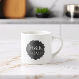 Personligt bröllp Monogram Chalkboard Stil Espressomugg