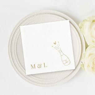 Personligt bröllp Monogram Champagne Pop Guld Pappersservett