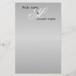 Personligt bröllp Monogram Grått Black and White Brevpapper