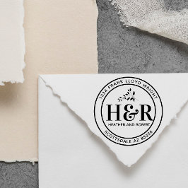 Personligt bröllp Monogram Returadress Round Självfärgande Stämpel
