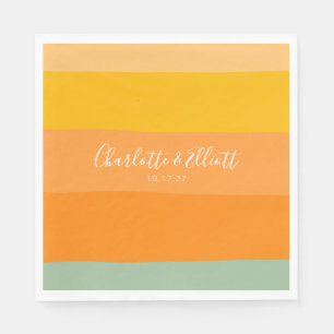 Personligt bröllp Namn Earthy Pastel Grönt, sommar Pappersservett