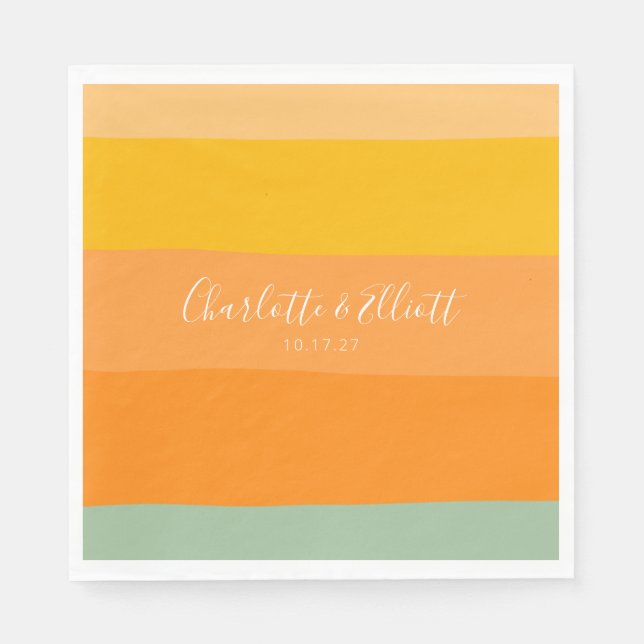 Personligt bröllp Namn Earthy Pastel Grönt, sommar Pappersservett (Framsidan)