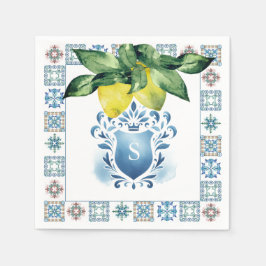 Personligt bröllp Napkins Amalfi Tile and Lemons Pappersservett