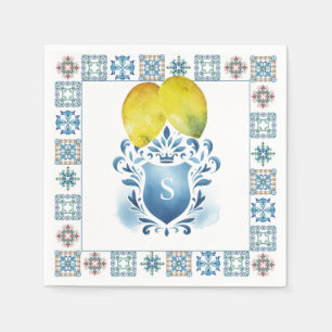 Personligt bröllp Napkins Amalfi Tile and Lemons Pappersservett
