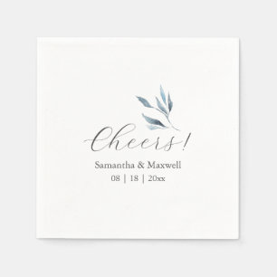 Personligt bröllp Napkins Dusty Blue Botanicals Pappersservett