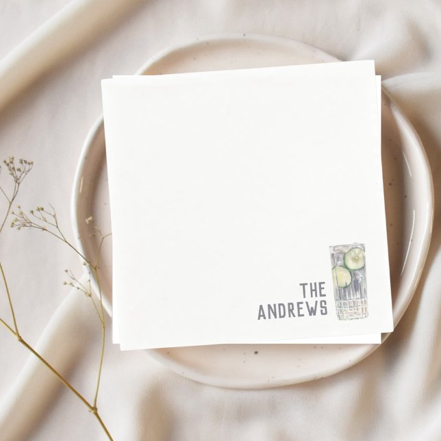 Personligt bröllp Napkins Gin & Tonic Cocktail Hou Pappersservett (Gin & Tonic Napkins)