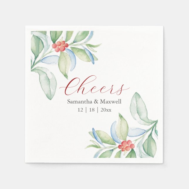 Personligt bröllp Napkins jul Löv Pappersservett (Framsidan)