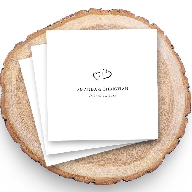 Personligt bröllp Napkins med Elegant Dubbla Heart Pappersservett (Skapare uppladdad)