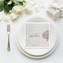 Personligt bröllp Napkins - Mughal Blommigt Motif Pappersservett