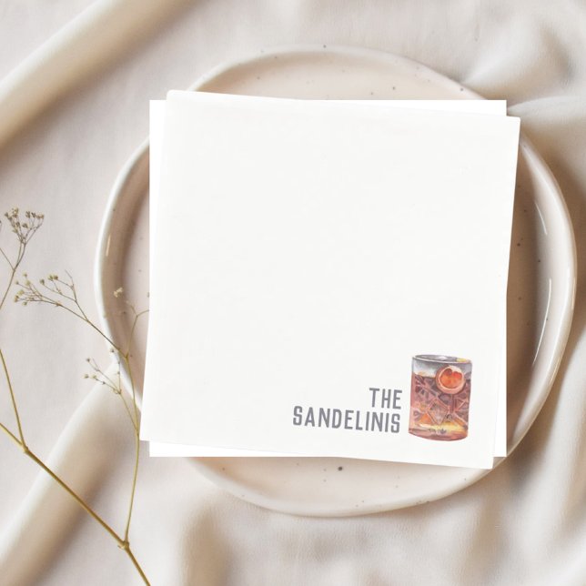 Personligt bröllp Napkins Negroni Cocktail Hour Pappersservett (Signature wedding Drink Negroni Cocktail Napkins)
