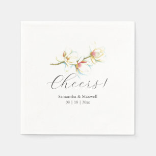 Personligt bröllp Napkins White Magnolia Flowers Pappersservett