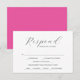 Personligt bröllp OSA kort Vibrant Rosa