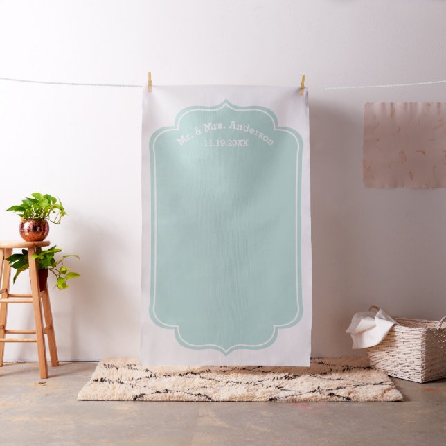 Personligt bröllp Photo BackDrop - Mr. & Mrs Mint Tyg (In Situ)