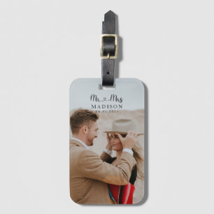 Personligt bröllp Photo Calligraphy Bagagebricka