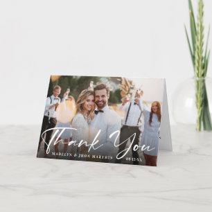 Personligt bröllp Photo med Elegant Calligraphy Tack Kort