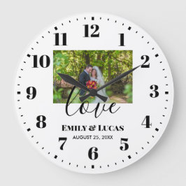 Personligt bröllp Photo Simple Elegant Calligraphy Stor Klocka