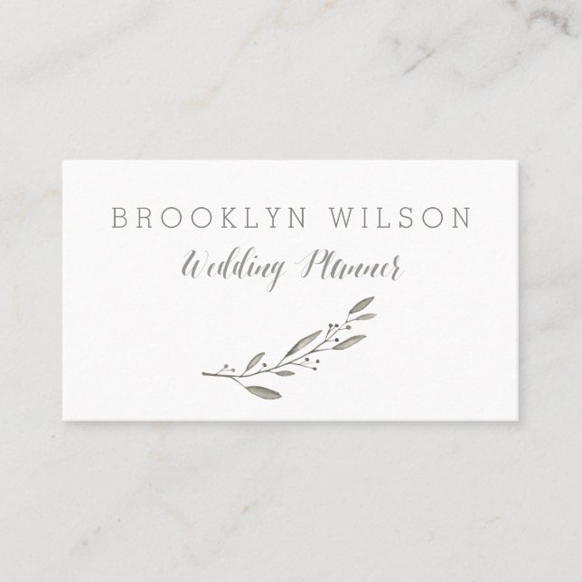 Personligt bröllp Planner Affärskort Grått Blommig Visitkort (Framsida)