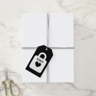 Personligt bröllp-presentens märkre med kärlek-lås presentetikett