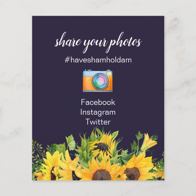 Personligt bröllp Signs Navy Blue Gult Sunblommor (Framsida)