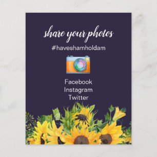 Personligt bröllp Signs Navy Blue Gult Sunblommor