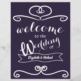 Personligt bröllp Signs Navy Blue Gult Sunblommor