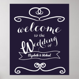 Personligt bröllp Signs Navy Blue Gult Sunblommor Poster