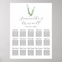 Personligt bröllp Sittdiagram Vattenfärg Rosemary Poster