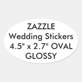 Personligt bröllp Stickers OVAL GLOSSY (4 pk.) Ovalt Klistermärke